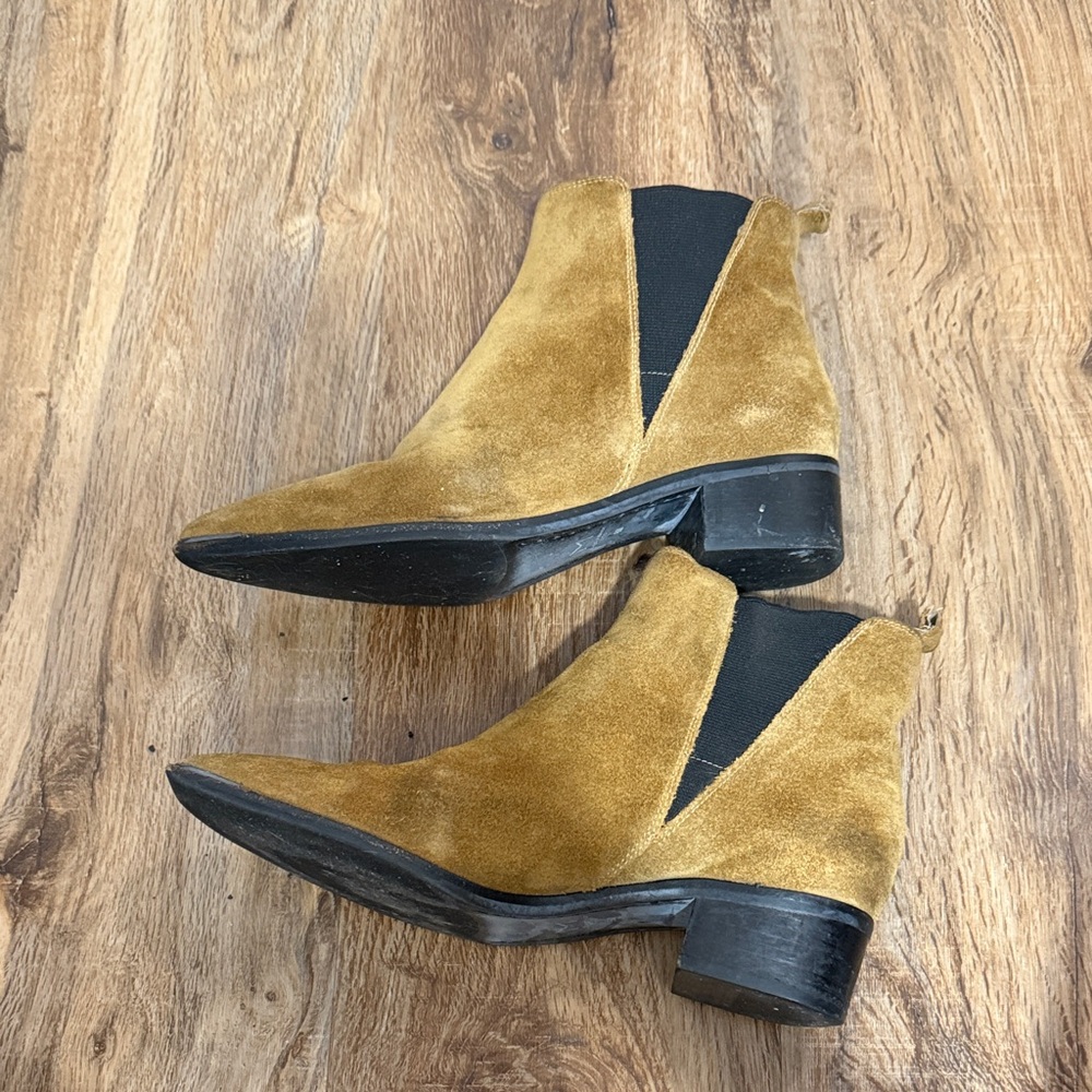 Y2K Marc Fisher Brown Suede Heeled Yale Boots Size 8 Dark Tan Saddle Brown - Picture 6 of 9